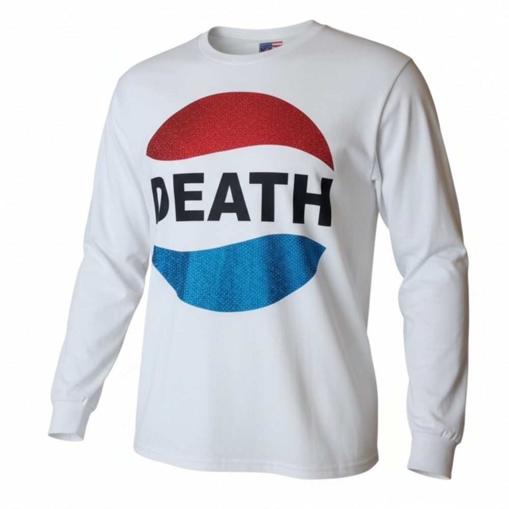 Skidrow Studio White Long Sleeve Shirt XL — "Death" Pepsi Parody Logo